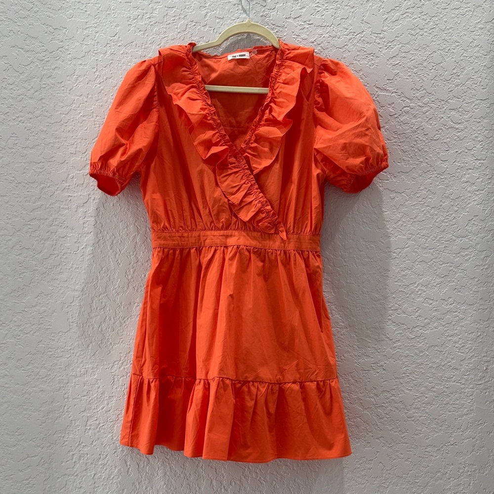 Orange Ruffled Mini Dress